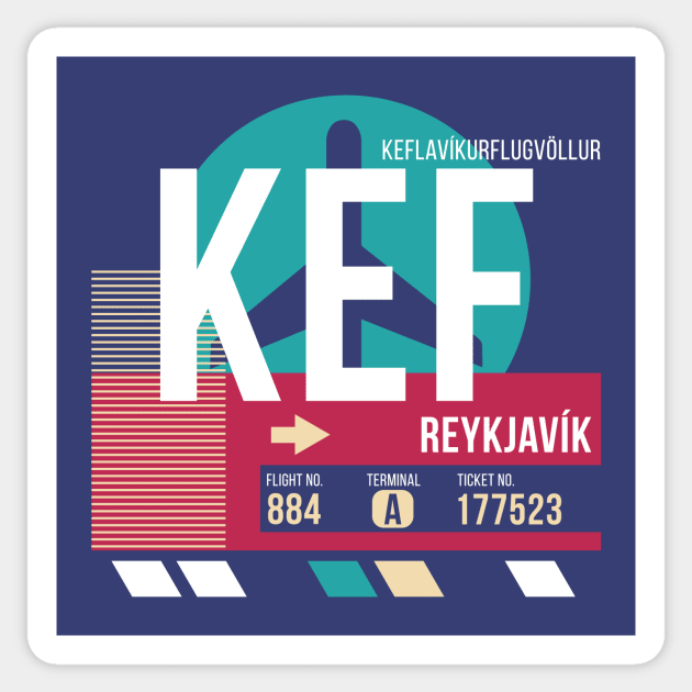 Reykjavik, Iceland (KEF) Airport Code Baggage Tag E Sticker by SLAG_Creative